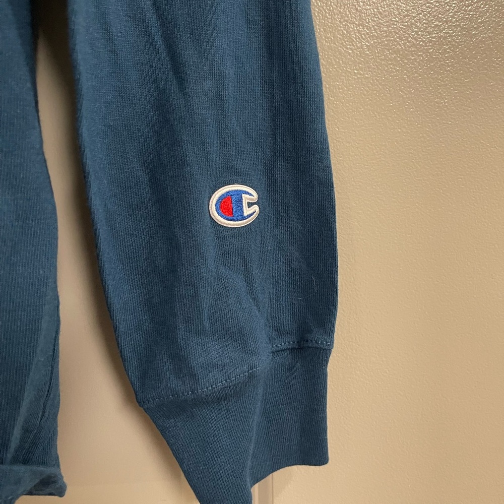 Champion Teal Long Sleeve Tee with Yellow Logo - Picture 3 of 6